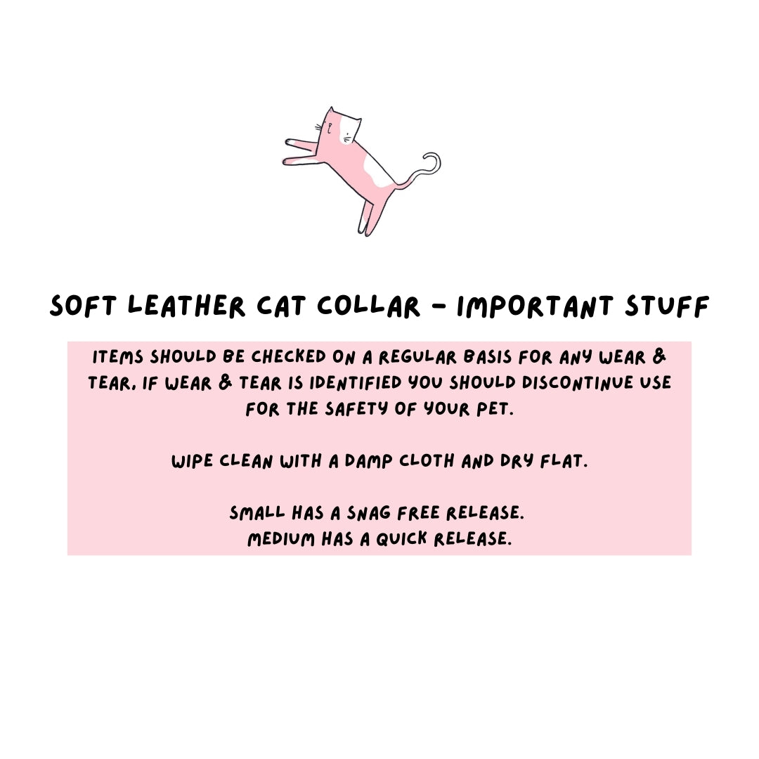 Soft Leather Cat Collar - Ice White
