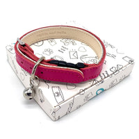 Soft Leather Cat Collar - Bright Pink - Pipkin and Bella