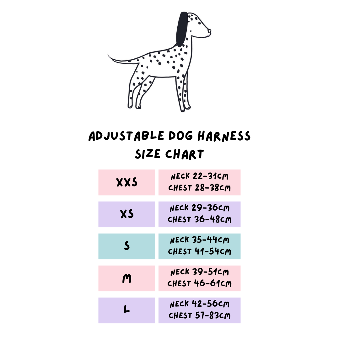 Adjustable Dog Harness Size Chart
