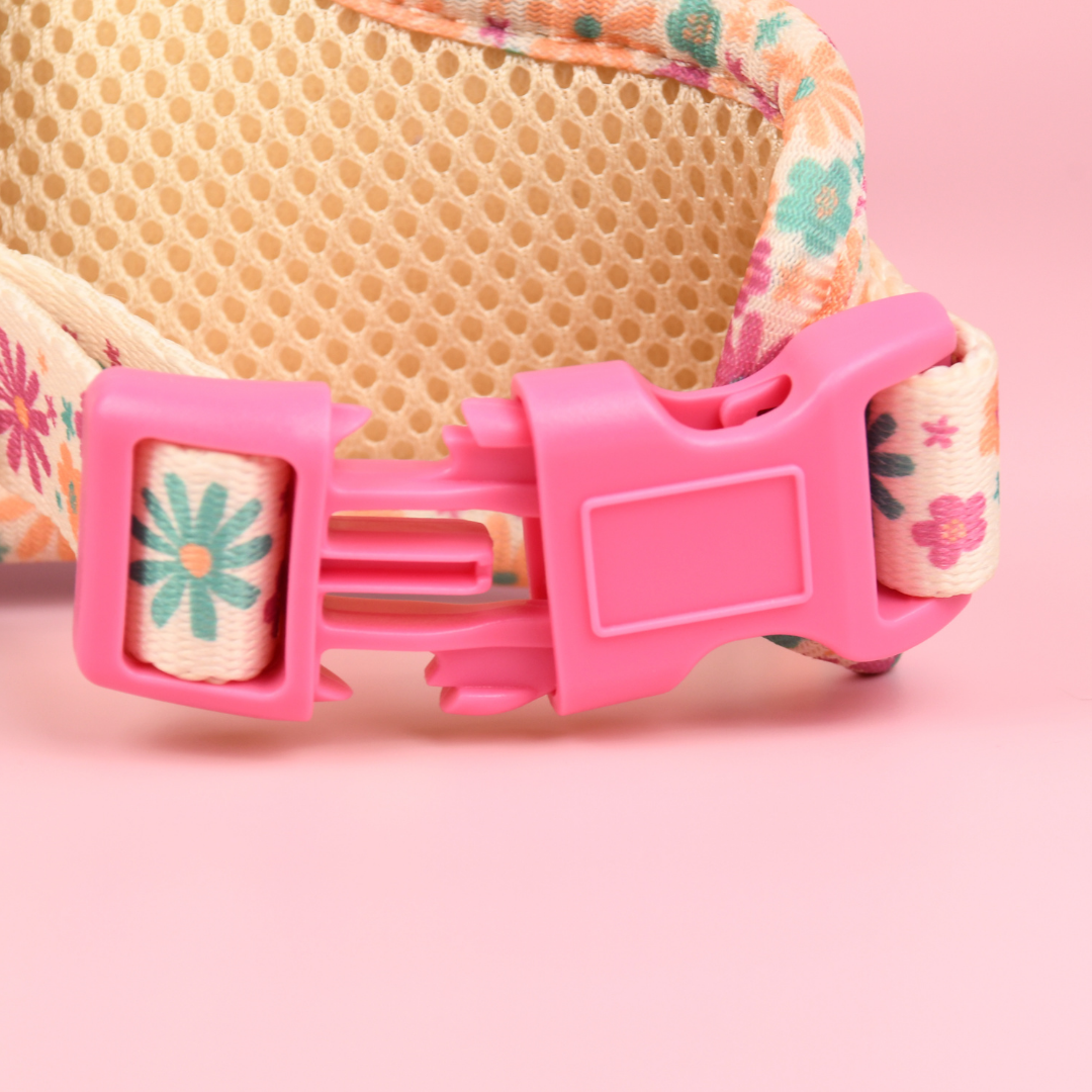 View of Pipkin and Bella Adjustable Cat Harness - Blossom