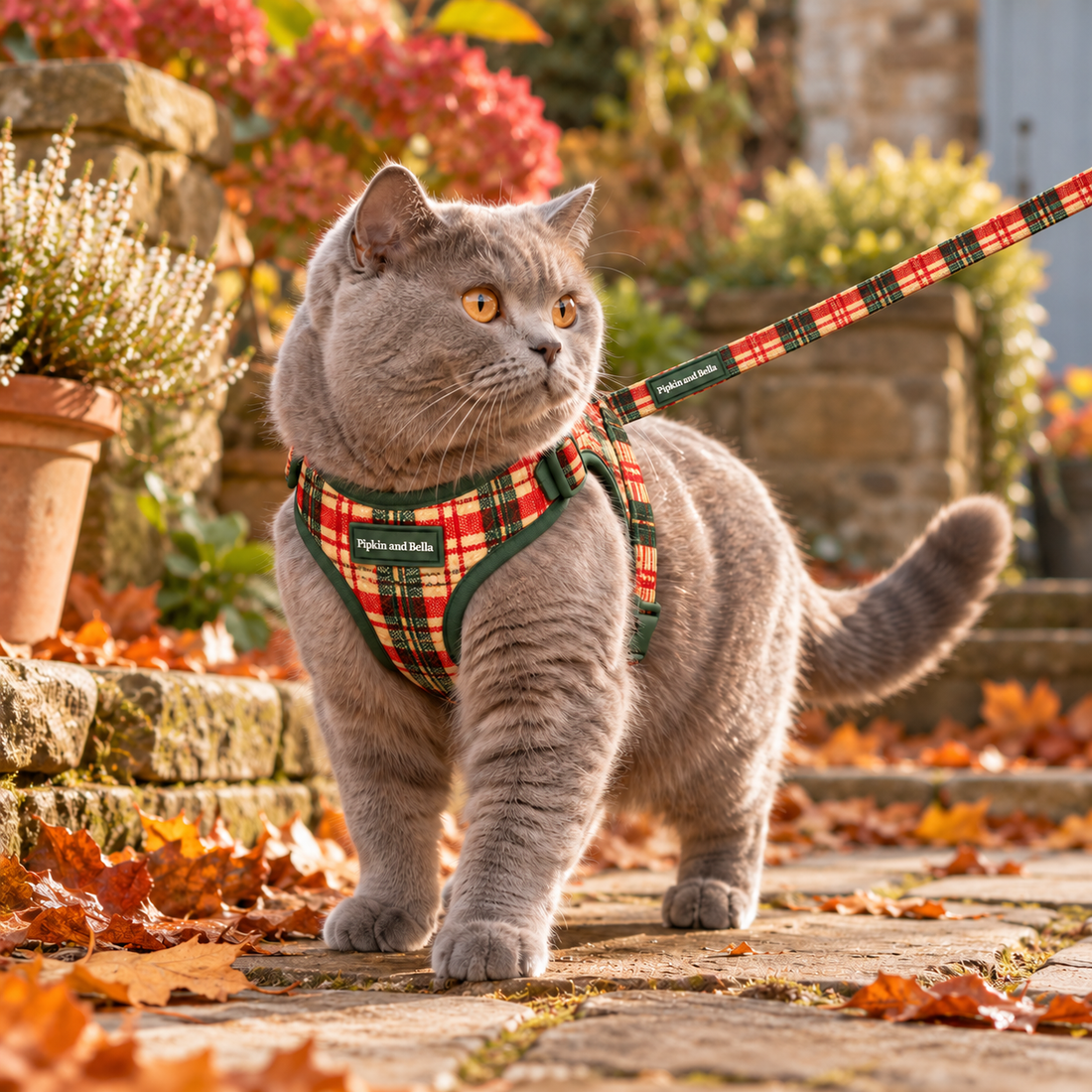 Fabric Cat Lead - Copper Glen