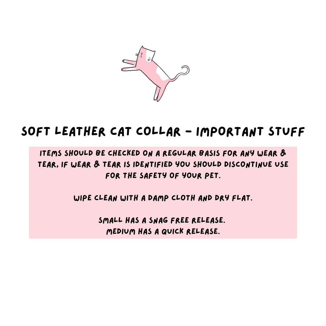 Soft Leather Cat Collar - Blue