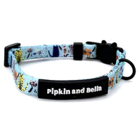 Cat Collar and Bow - Purrfect Catitude - Blue - Pipkin and Bella