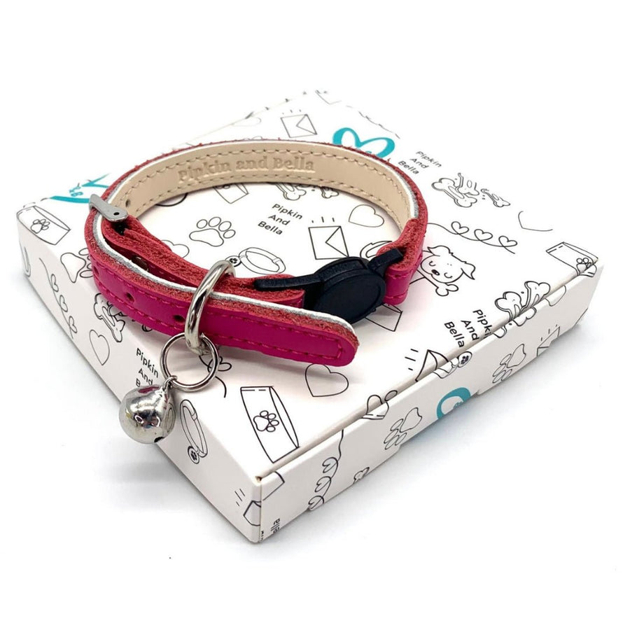 Soft Leather Cat Collar - Bright Pink - Pipkin and Bella